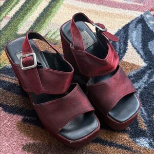 VINTAGE PLATFORM HEELS Y2K GLITTER 6.5